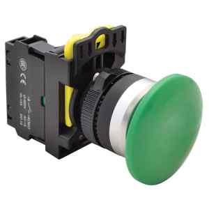 Tracon NYG3-MG Gombafejű nyomógomb,zöld 1×NO,5A/230V AC-15,40mm,IP65