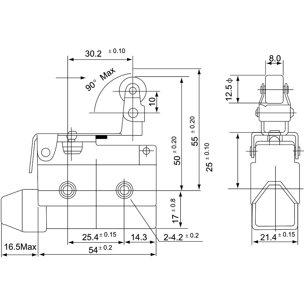 Tracon LS7144 Helyzetkapcsoló,rugószáras-csuklógörgő 1xCO,2A/230V AC-15,0,3A/250V DC-13,47mm,IP40 - Image 2