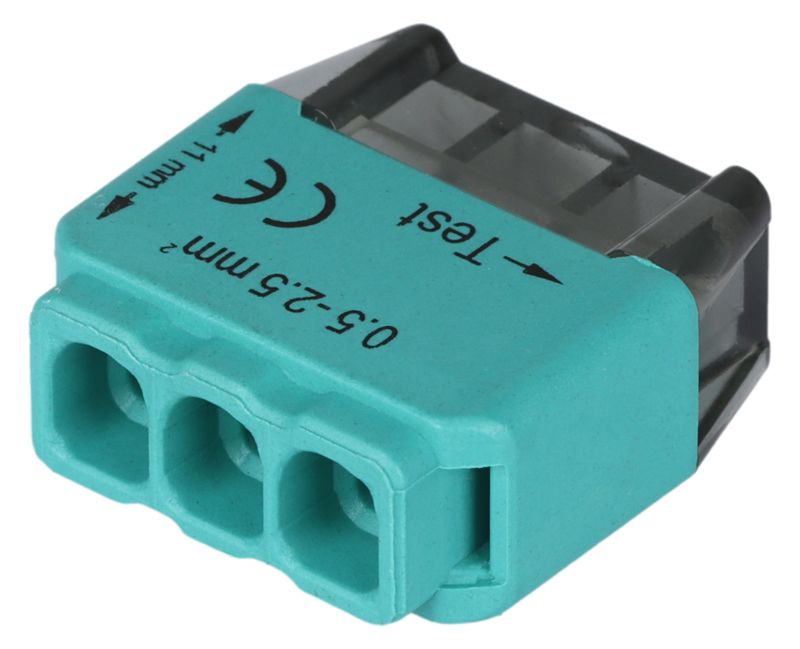 Tracon RVU2,5-3 Csavar nélküli vezetékösszekötő, zöld 3x0,5-2,5mm2, 450VAC, max. 16A - Image 3