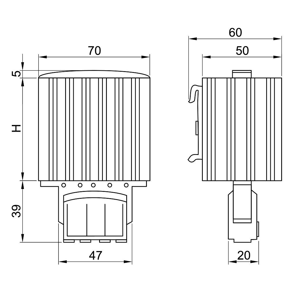 Tracon FE30 Fűtőegység elosztószekrényhez,sínre pattintható 30W,120-250V AC/DC,max.3A - Image 2