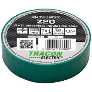 Tracon Z20 Szigetelőszalag,zöld 20m×18mm,PVC,0-90°C,40kV/mm
