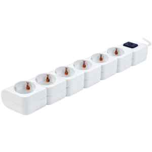Tracon HKD-6 Hordozható elosztósáv kapcsolóval,fehér 6×SCHUKO,1,4m,max.16A,250VAC,3680W,3x1mm²,H05VV-F