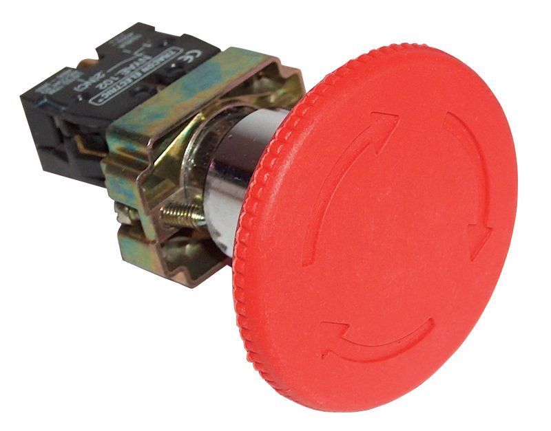 Tracon NYG442P30 Reteszelt gombafejű vészgomb,fémalap,piros elfordítással 1×NC,3A/400V AC,IP42,d=30mm