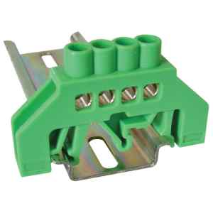 Tracon NPE-G6-4 Szigetelt földelősín,zöld 230/400VAC,63A,6×9mm,4P,IP20