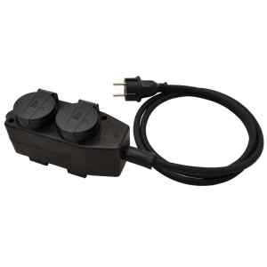 Tracon KE4-5M Kültéri elosztósáv,fekete 16A/250VAC,IP44,H07RN-F,3G1.5,5m,4×SCHUKO