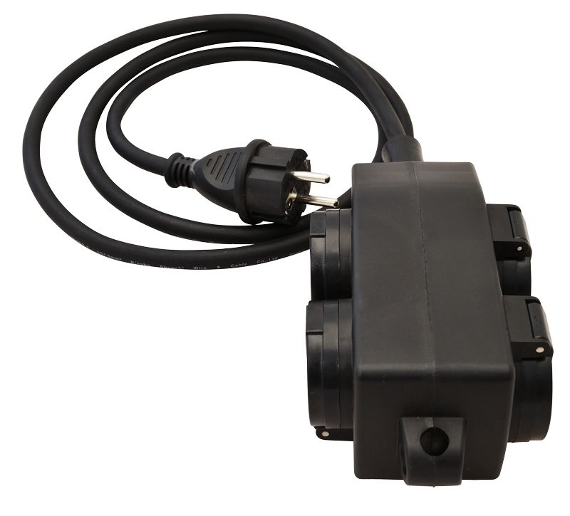 Tracon KE4-5M Kültéri elosztósáv,fekete 16A/250VAC,IP44,H07RN-F,3G1.5,5m,4×SCHUKO - Image 2