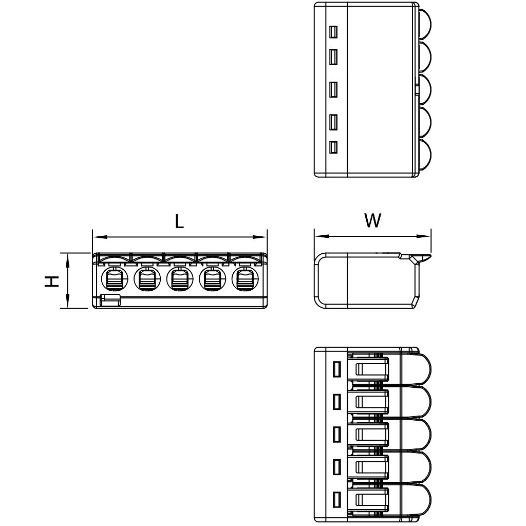 Tracon RVOG5 Csavar nélküli vezetékösszekötő,nyitható átlátszó 0,2-4mm²,32A,450VAC 5P - Image 2