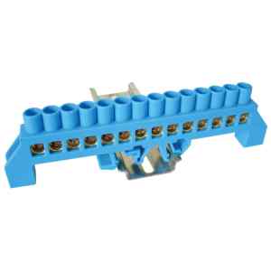 Tracon NPE-B8-14 Szigetelt földelősín,kék 230/400VAC,100A,8×12mm,14P,IP20