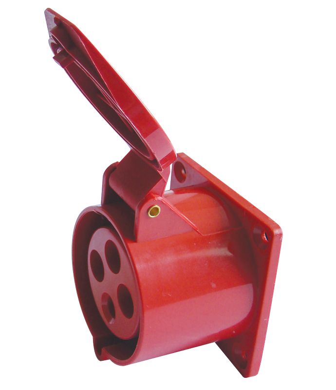 Tracon TICS-424 Beépíthető egyenes ipari csatlakozóaljzat 32A,400V,3P+E,6h,IP44