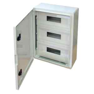 Tracon TME504018M Műanyag elosztószekrény maszkos 3x17 mod,HxWxD=500x400x175mm,IP65,IK10,1000V AC/DC
