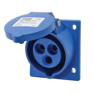 Tracon TICS-313 Beépíthető ferde ipari csatlakozóaljzat 16A,250V,2P+E,6h,IP44