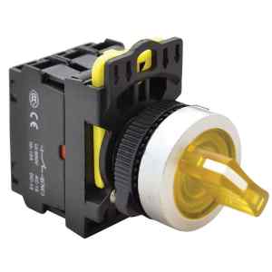 Tracon NYK3-SL21Y Világítókaros kapcsoló,sárga,LED,kétállású 1×NO+1×NC,5A/230V AC-15,IP65,LED 230V AC/DC