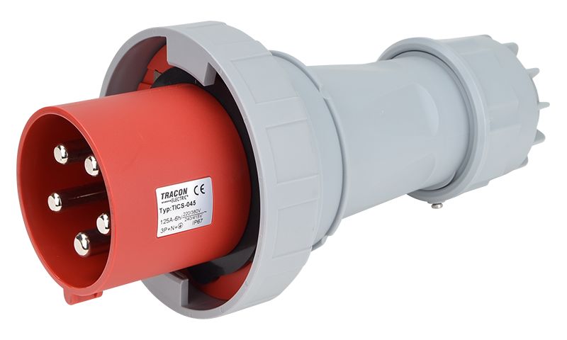 Tracon TICS-045 Ipari csatlakozó dugó,fokozott védelemmel 125A,400V,3P+N+E,6h,IP67
