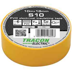 Tracon S10 Szigetelőszalag,sárga 10m×18mm,PVC,0-90°C,40kV/mm