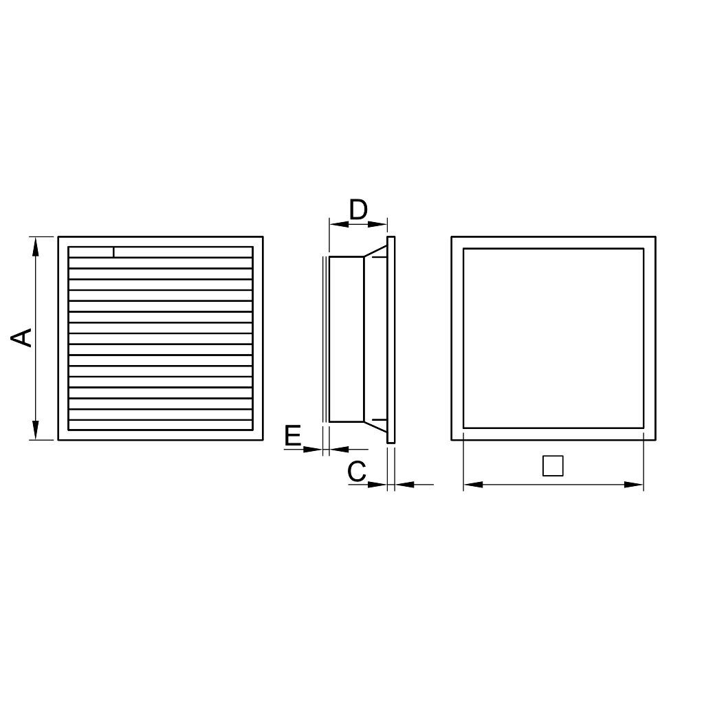 Tracon V215-KNY Kilépő levegő nyílás szűrőbetéttel V215-KNY 250x250mm - Image 2
