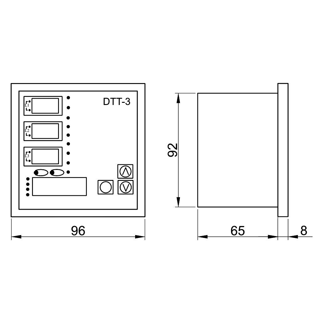 Tracon DTT-3 Digitális többfunkciós táblaműszer relé kimenettel 96×96mm - Image 2