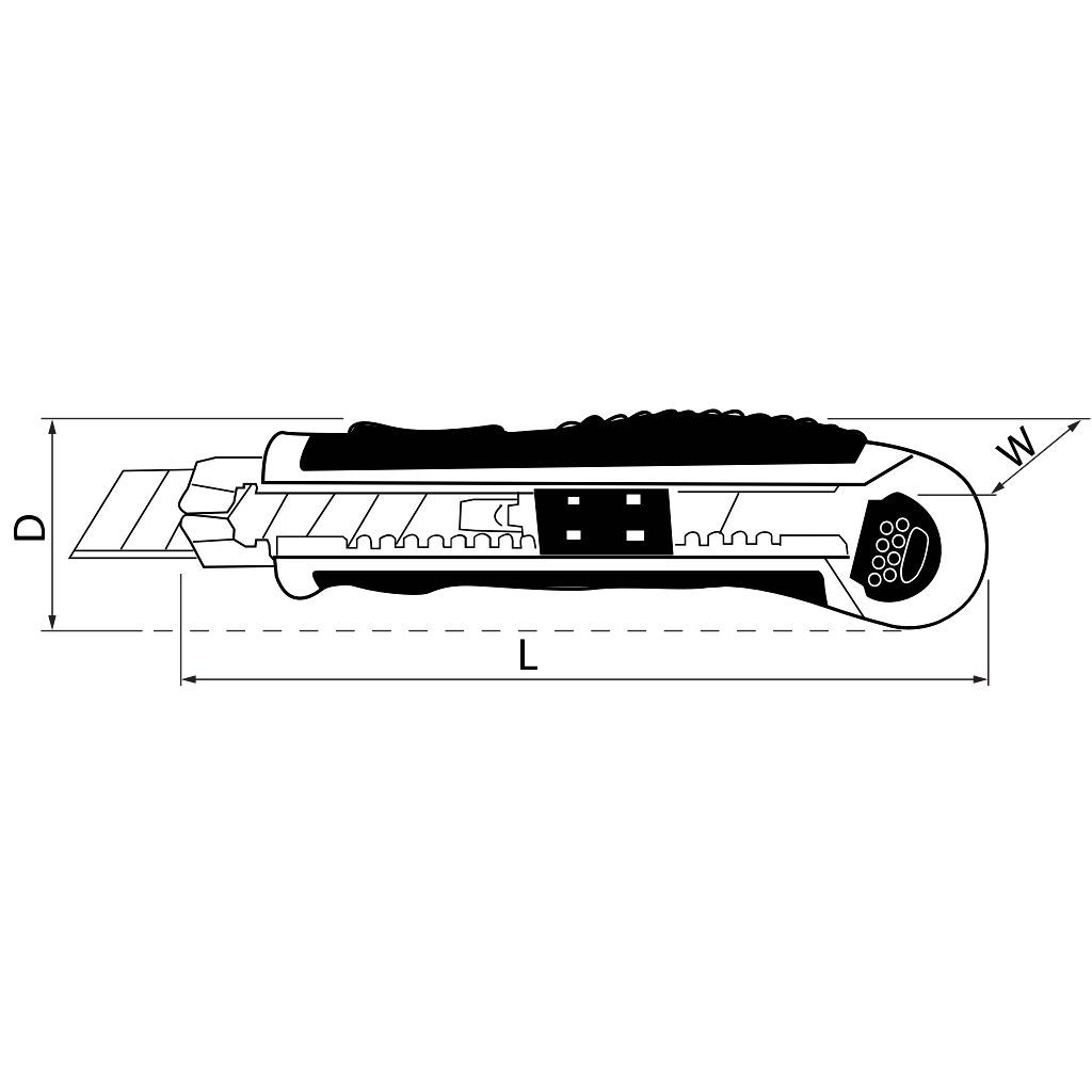 Tracon UTILK08 Pengés kés,keskeny SK4 penge,rugós rögzítéssel,ABS L=145mm,D=21mm,W=17mm,d=9mm - Image 2