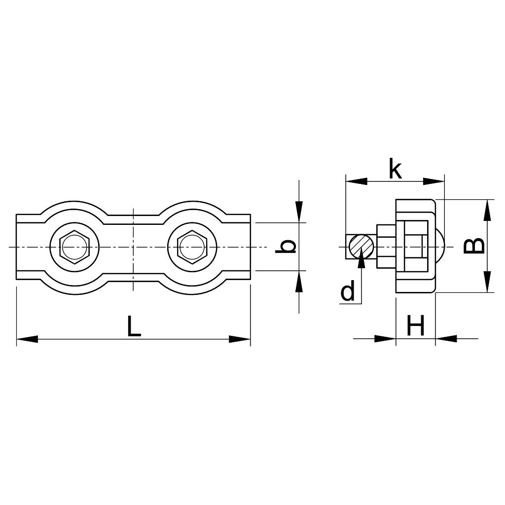 Tracon BSZ2-8 Sodronyszorító bilincs,dupla,acél d=8-9mm,M6 - Image 2