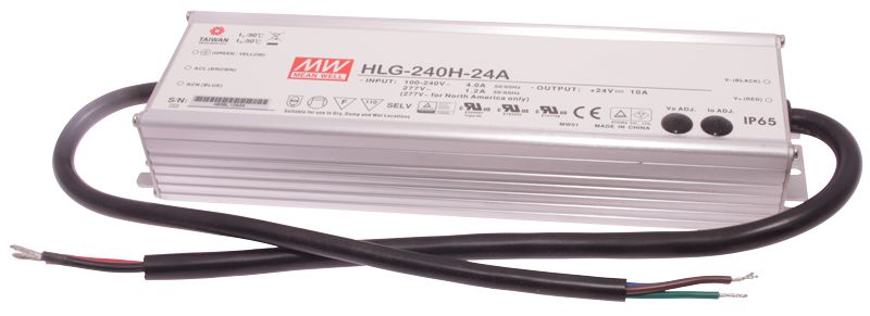 Tracon HLG-240H-24A Professzionális fém házas LEDmeghajtó 90-305 VAC / 24 VDC,240 W,0-10 A,PFC,IP65