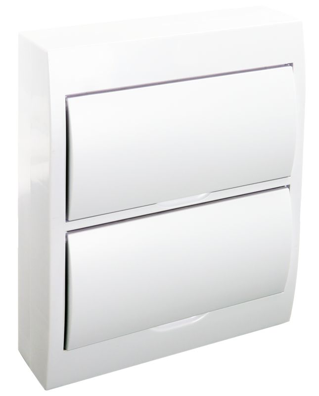 Tracon EDFKN-12/2 Falon kívüli elosztódoboz,fehér ajtóval,N/PE sínnel 2×12 modul,IP40
