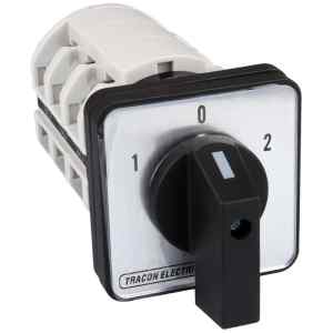 Tracon TKV-206/3 Választókapcsoló,1-0-2 400V,50Hz,20A,2×3P,5,5kW,48×48mm,60°