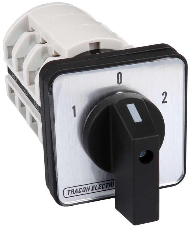 Tracon TKV-206/3 Választókapcsoló,1-0-2 400V,50Hz,20A,2×3P,5,5kW,48×48mm,60°