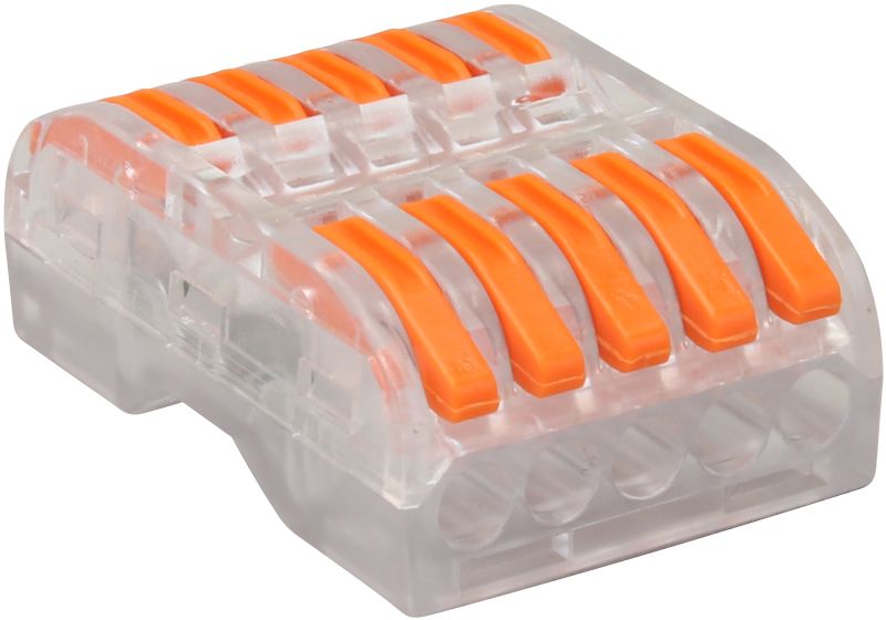 Tracon OVOTT55 Csavar nélküli vezetékösszekötő,toldó,nyitható,átlátszó 0,5-4mm²,32A,400VAC 5P