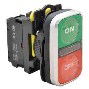 Tracon NYG3-D2 Kettős BE-KI nyomógomb,ON-OFF,zöld+piros 1×NO+1×NC,5A/230V AC-15,IP65