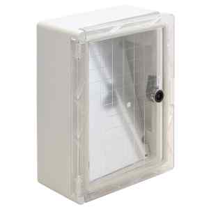 Tracon TME332513T Műanyag elosztószekrény átlátszó ajtóval HxWxD=330x250x130mm,IP65,IK10,1000V AC/DC,RAL7035