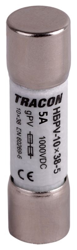 Tracon HBPV-10X38-6 Hengeres biztosító PV gPV,6A,1000VDC,10kA,10x38