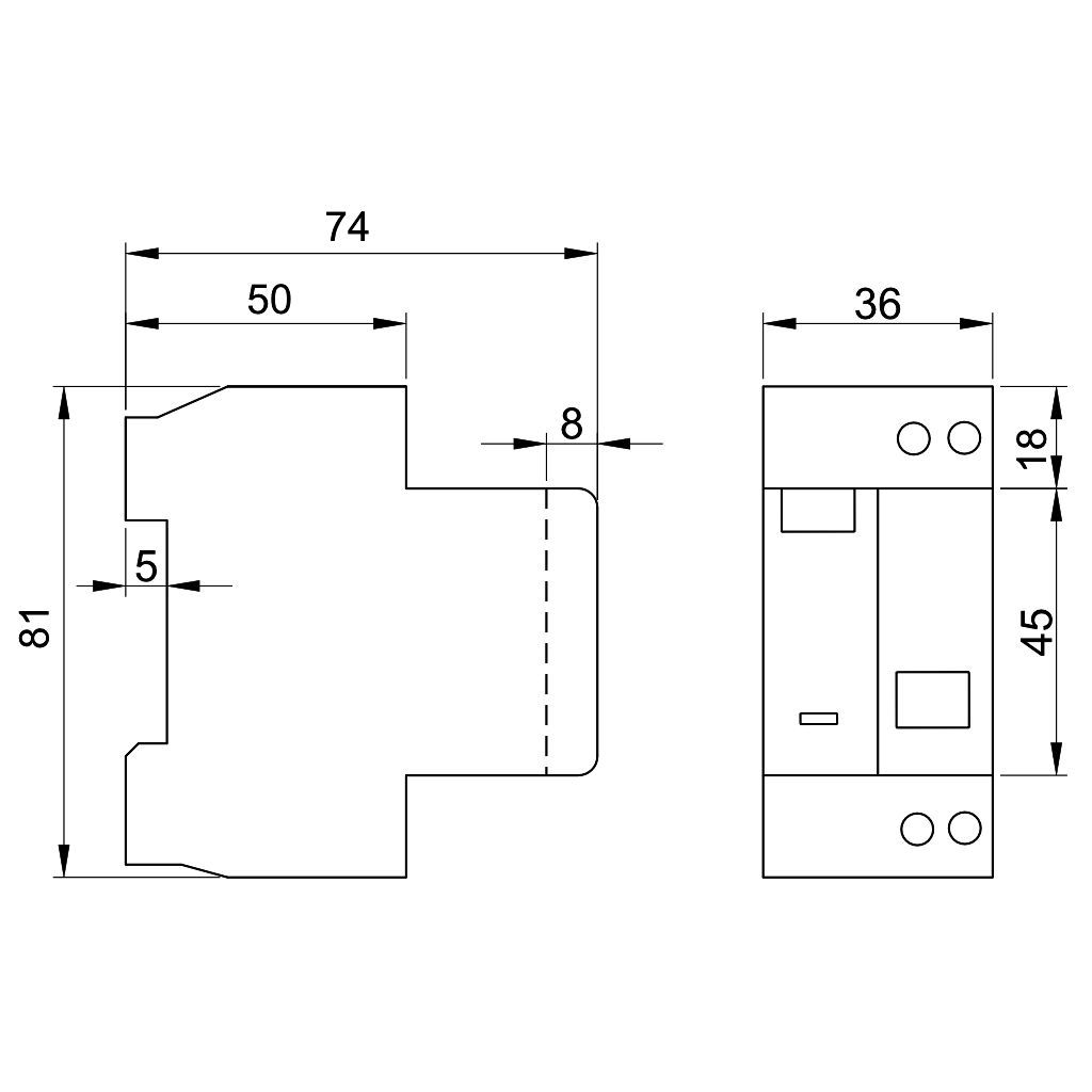 Tracon KVKMB-25/100 Kombinált védőkapcsoló,2P,2 modul,B karakterisztika 25A,100 mA,6kA,AC - Image 2