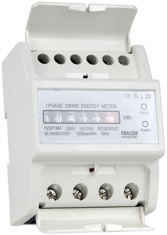 Tracon TVOF1M4 Elektromech. fogyasztásmérő,közvetlen,1 fázisú,4 modul 230VAC / 10A - Image 2