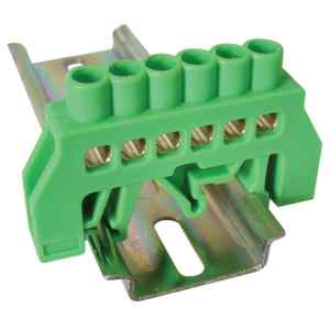 Tracon NPE-G8-6 Szigetelt földelősín,zöld 230/400VAC,100A,8×12mm,6P,IP20