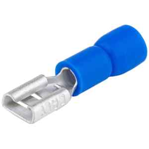 Tracon KCSH6 Szigetelt rátolható csatlakozó hüvely,sárgaréz,kék 6,3×0,8mm,2,5mm²