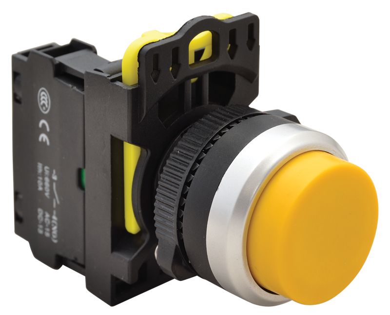 Tracon NYG3-HY Kiálló nyomógomb,sárga 1×NO,5A/230V AC-15,IP65