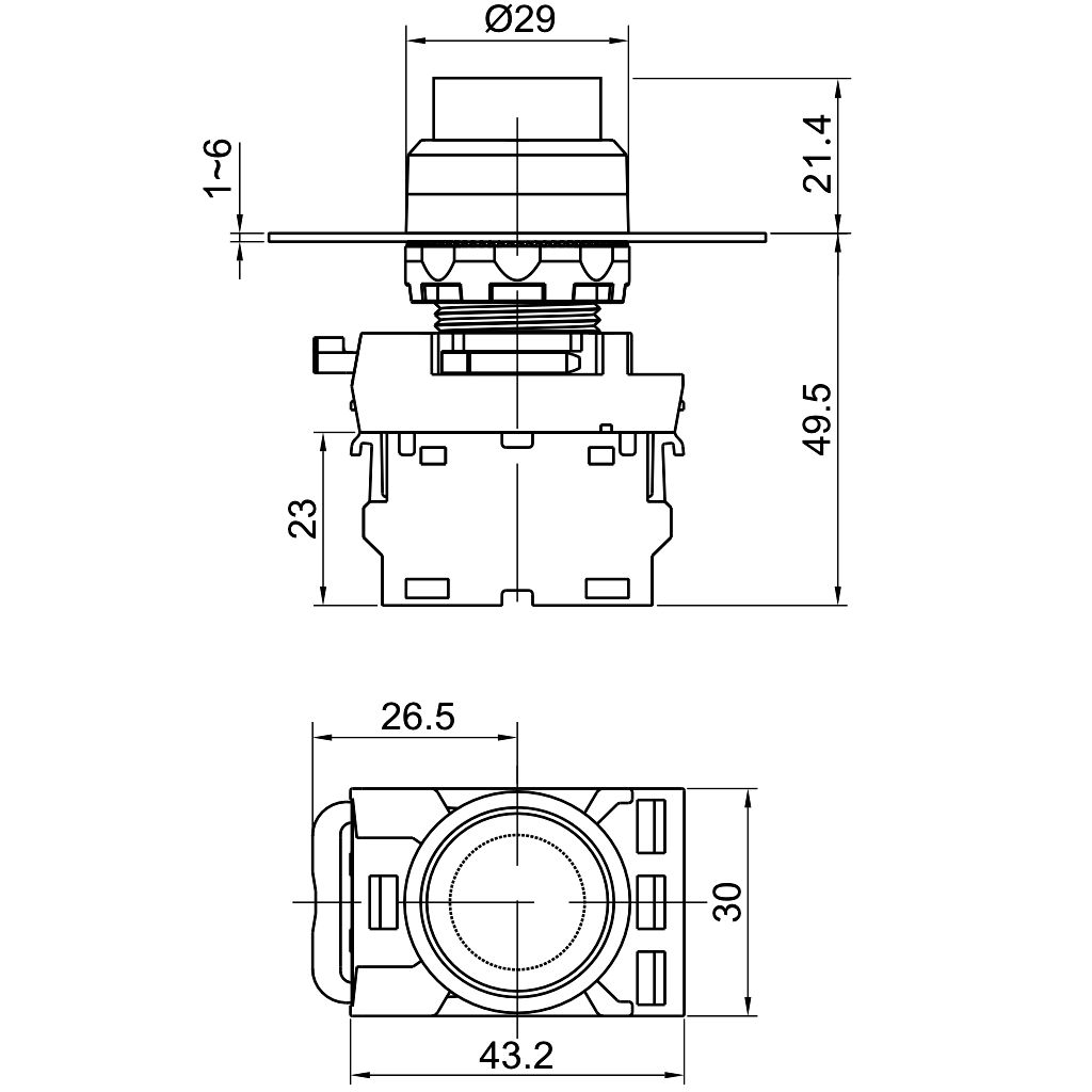 Tracon NYG3-HY Kiálló nyomógomb,sárga 1×NO,5A/230V AC-15,IP65 - Image 2