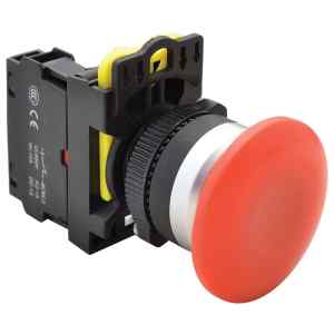 Tracon NYG3-MR Gombafejű nyomógomb,piros 1×NC,5A/230V AC-15,40mm,IP65