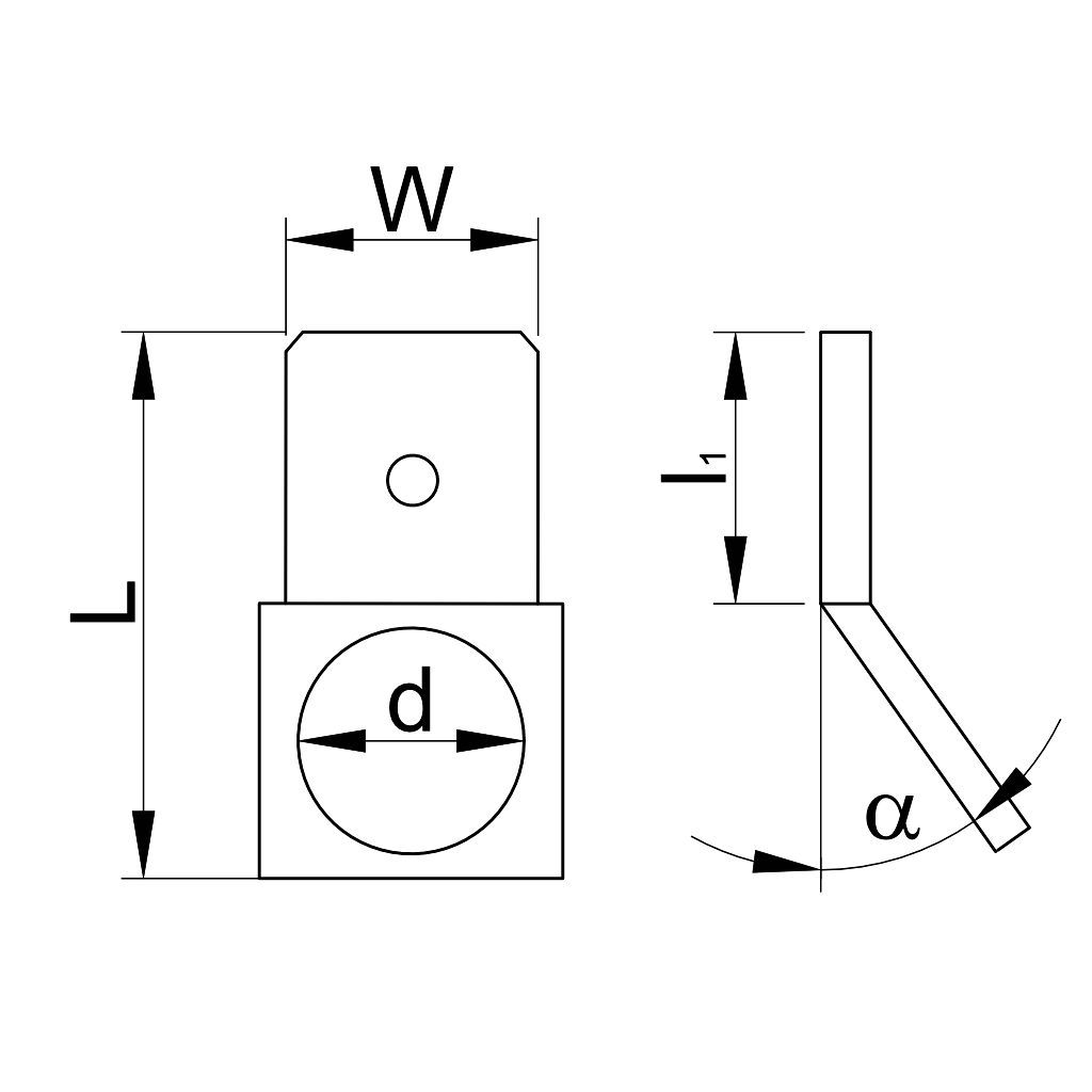 Tracon CSA-45-4 Csavaros rögzítésű szigeteletlen csatlakozó csap,sárgaréz 6,3x0,8mm 45°,M4 - Image 2