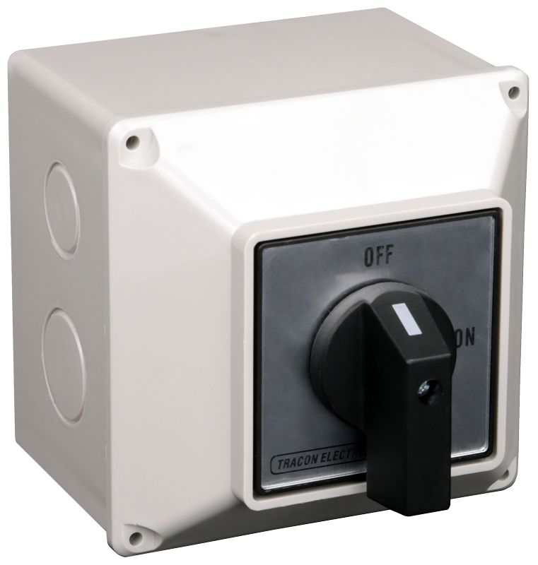 Tracon TS-20/3T Tokozott szakaszoló kapcsoló 400V,50Hz,20A,3P,5,5kW,64×64mm,IP44