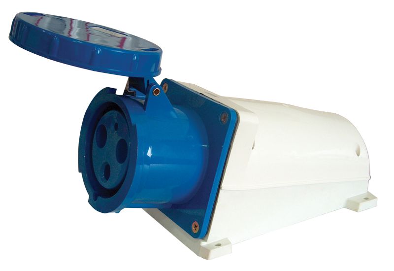 Tracon TICS-133 Felületre szerelhető ipari csatlakozóaljzat 63A,250V,2P+E,6h,IP67