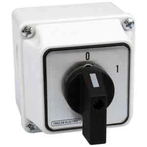 Tracon TK-256/3T Tokozott kézikapcsoló,BE-KI 400V,50Hz,25A,3P,7,5kW,48×48mm,60°,IP44