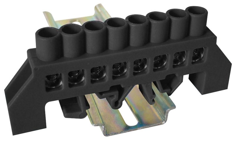 Tracon NPE-BK8-8 Szigetelt földelősín,fekete 230/400VAC,100A,8×12mm,8P,IP20