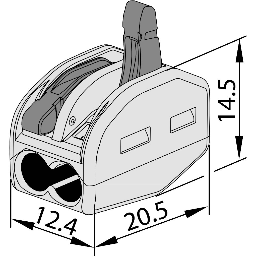 Tracon OVOT2,5-2 Csavar nélküli vezetékösszekötő, nyitható átlátszó 0,75-4mm2, 32A, 400VAC 2P - Image 2