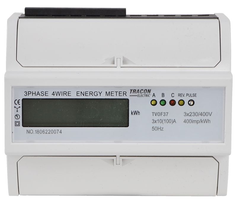 Tracon TVOF37 LCD kijelzésű fogyasztásmérő,közvetlen,3 fázisú,7 modul 400VAC / 10A - Image 2