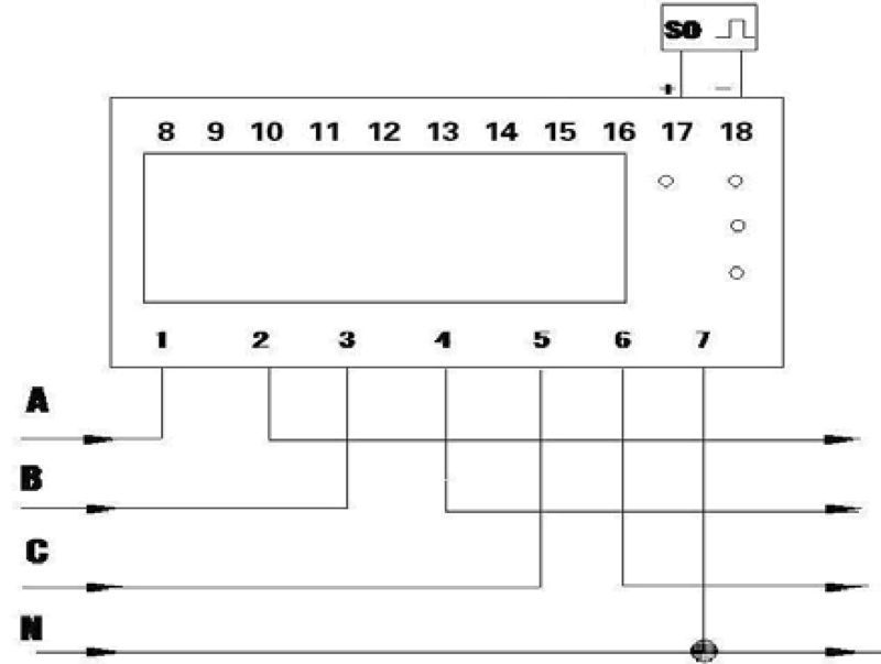 Tracon TVOF37 LCD kijelzésű fogyasztásmérő,közvetlen,3 fázisú,7 modul 400VAC / 10A - Image 3