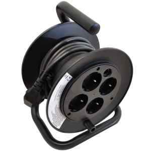Tracon KD-4/15-B Mini kábeldobos hosszabbító fémvázzal 4×SCHUKO,15m,250V AC,13A,3×1,5mm²,H05VV-F,IP20