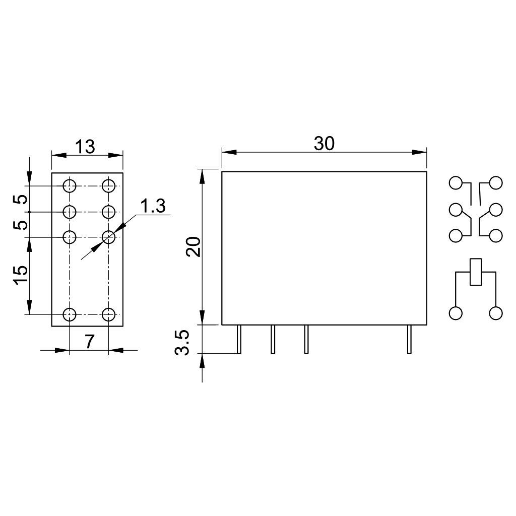 Tracon PR12-2V Print relé 12V DC / 2×CO - Image 2