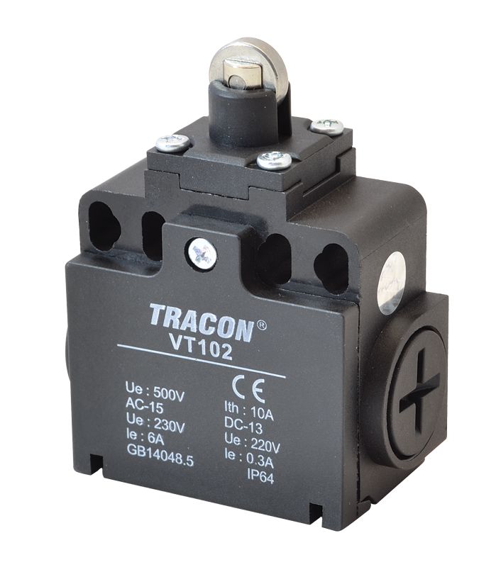 Tracon VT102 Helyzetkapcsoló,görgős 1xNO+1xNC,6A/230V AC-15,0,3A/250V DC-13,IP65