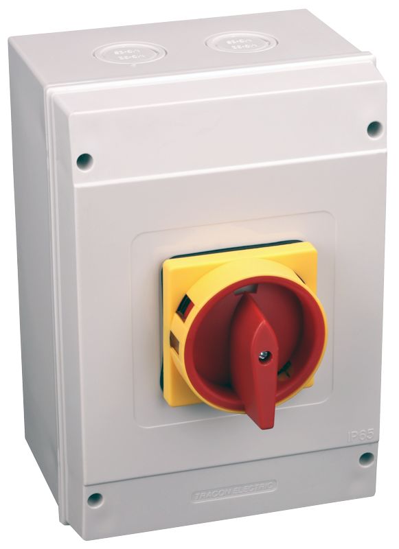 Tracon TSS-10/3T65 Tokozott biztonsági lakatolható szakaszoló kapcsoló 400V,50Hz,100A,3P,30kW,88×88mm,IP65