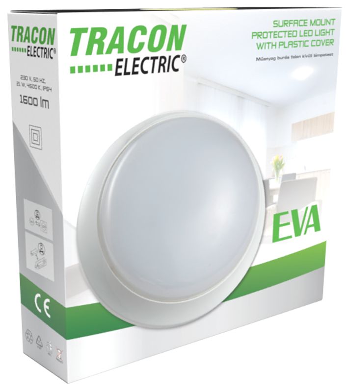 Tracon EVAE28NW Műanyag búrás falon kívüli LED világítótest inverterrel 100-240 V,50 Hz,28/2 W,2100/140 lm,1 h,4000 K,IP54,EEI=F - Image 5